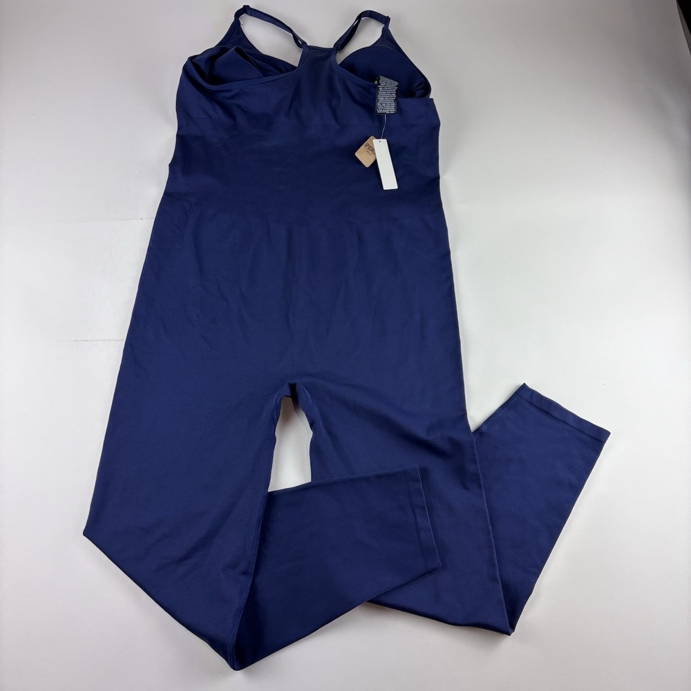 New XL Victoria Secret Pink Active Seamless Full Length Bodysuit Dark Blue - Picture 2 of 10